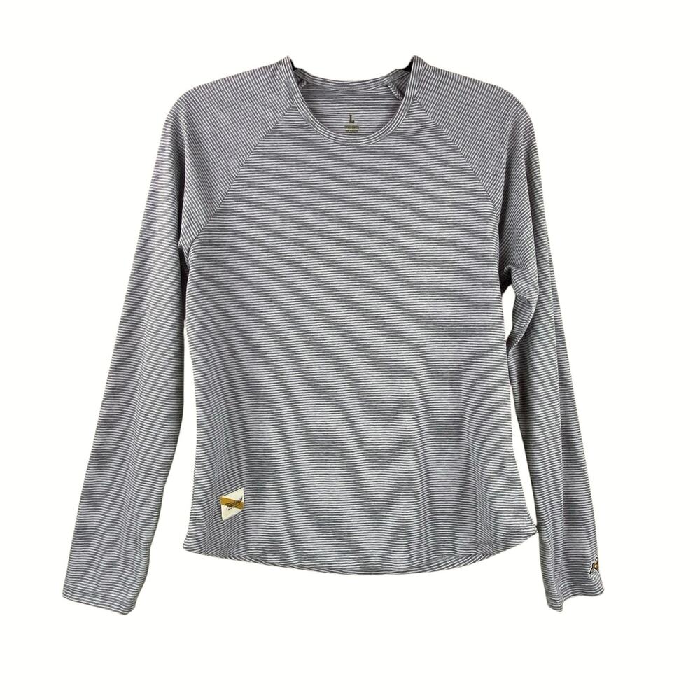 Tracksmith Womens Long Sleeve Striped Shirt Size L Gray Running Fitness